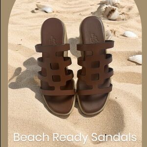Hermes Brown Strappy platform Sandals